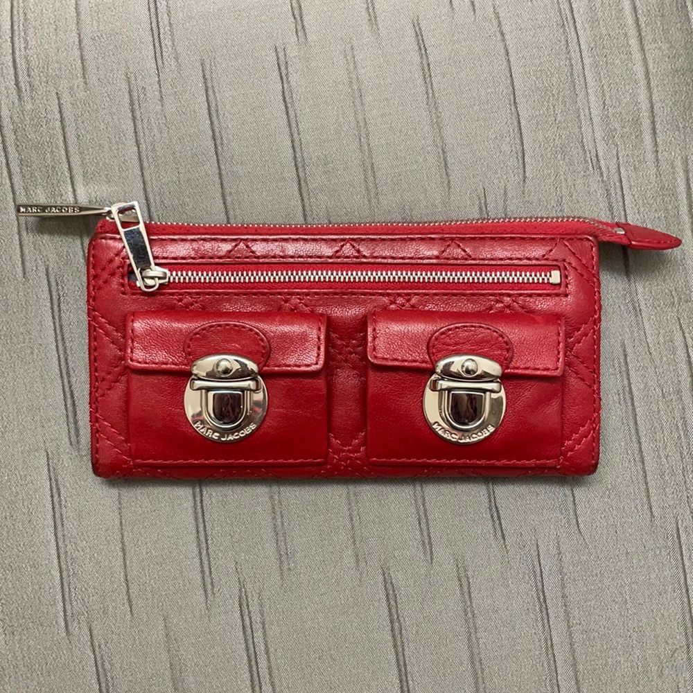 Marc Jacobs Quilted Baroque Red Leather Wallet